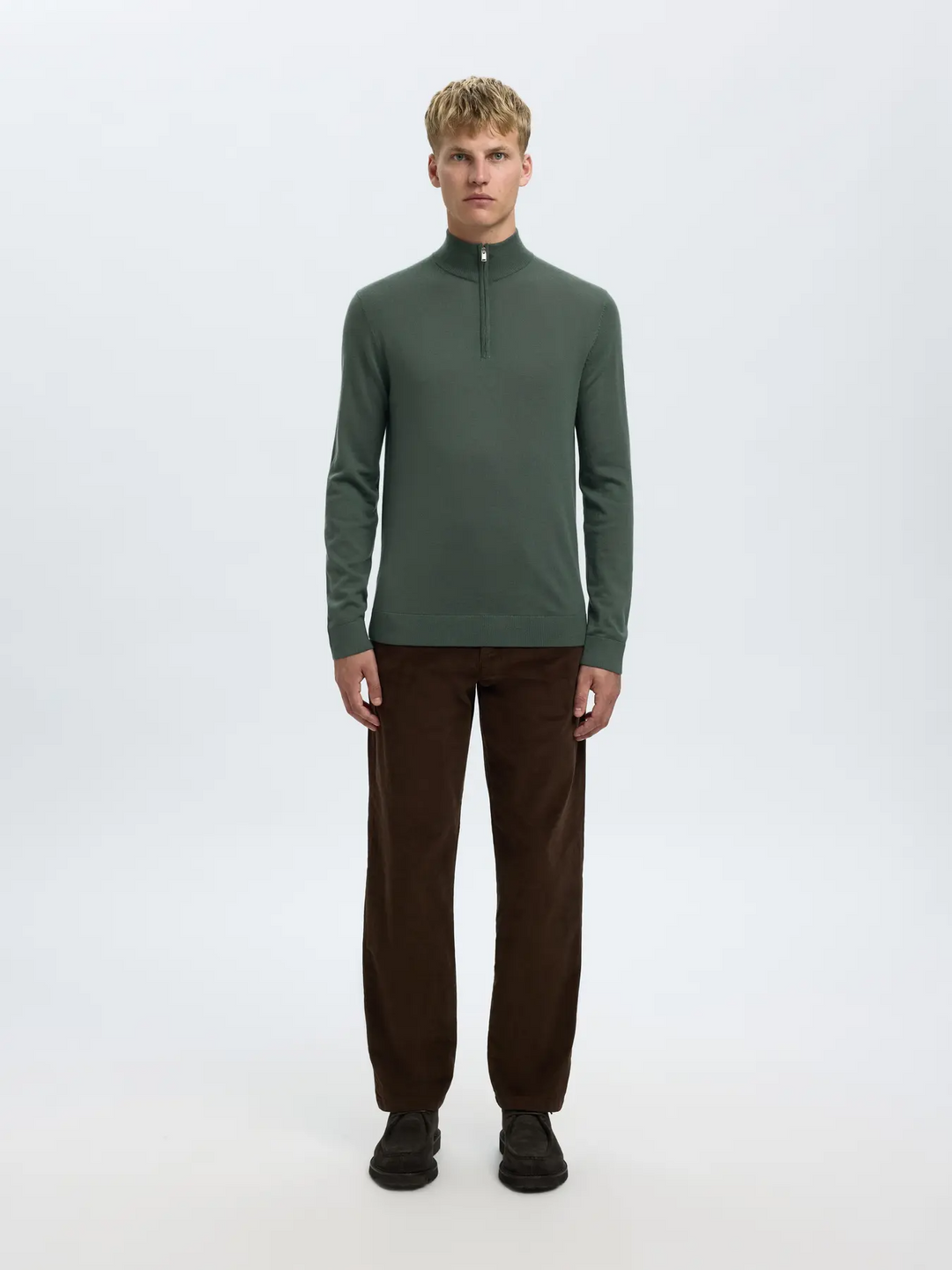 SLHTray Ls Knit merino half zip