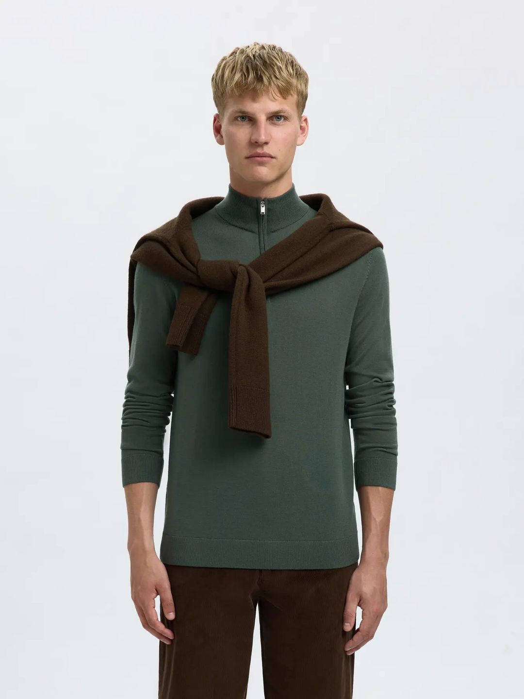 SLHTray Ls Knit merino half zip