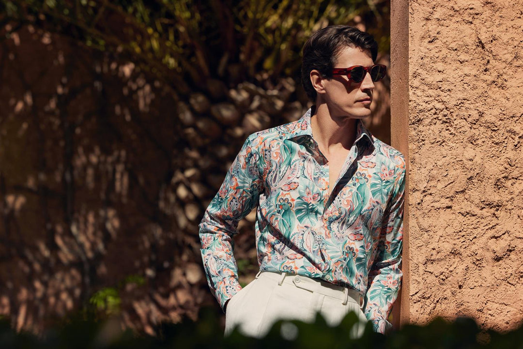 Contemporary Parrot Motif Signature Twill Shirt